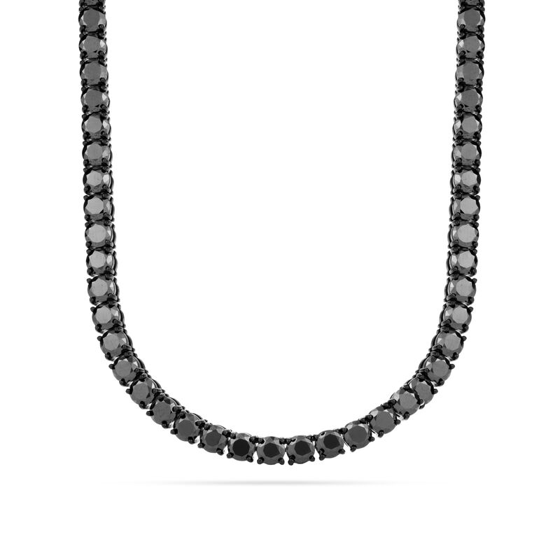 Black Cubic Zirconia 20" Tennis Necklace 5mm in Black Stainless Steel image number null